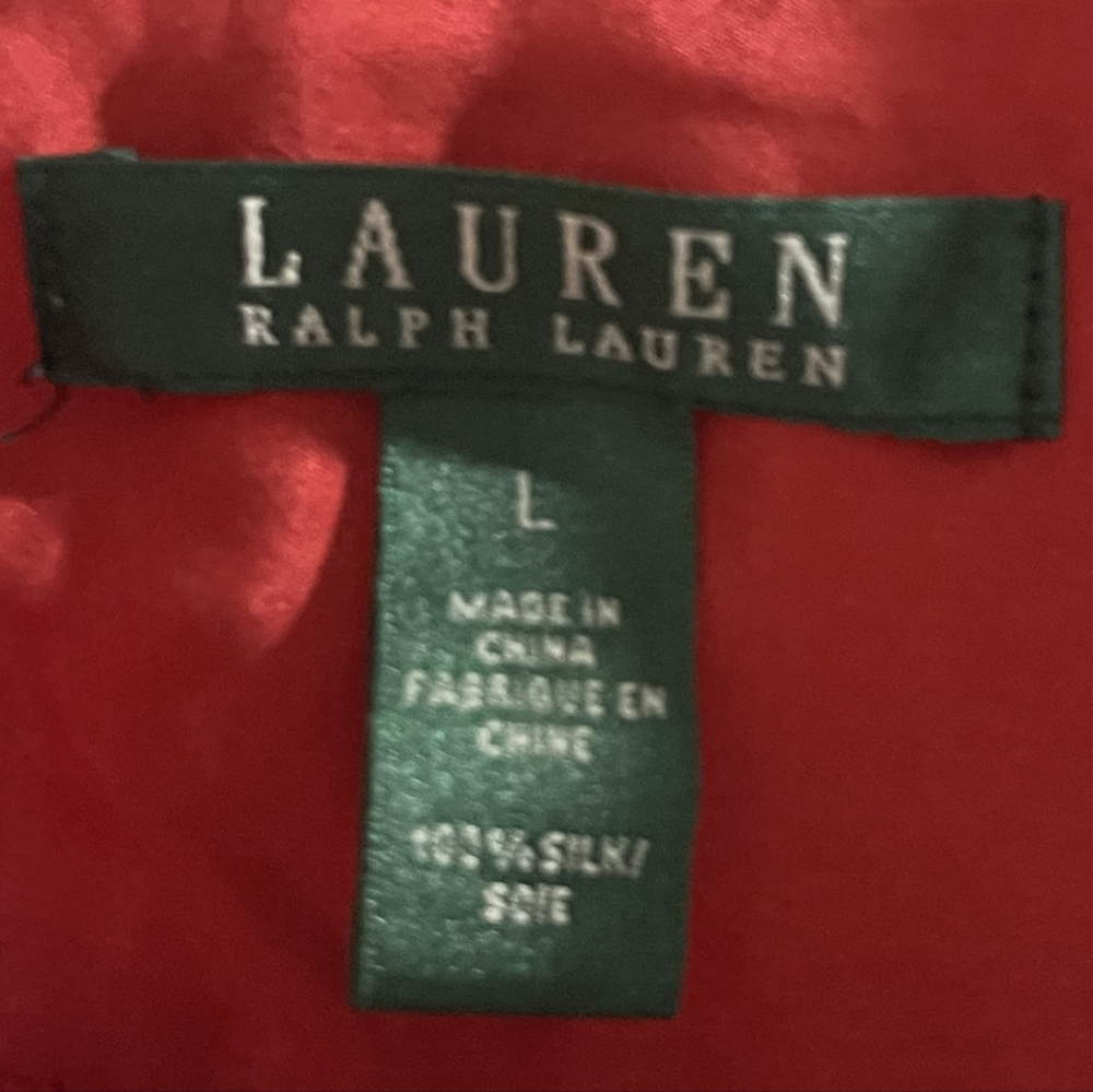 NWT Lauren Ralph Lauren Vintage Y2K Womens Classic Red Ruffled Button Up Shirt L - Picture 5 of 5